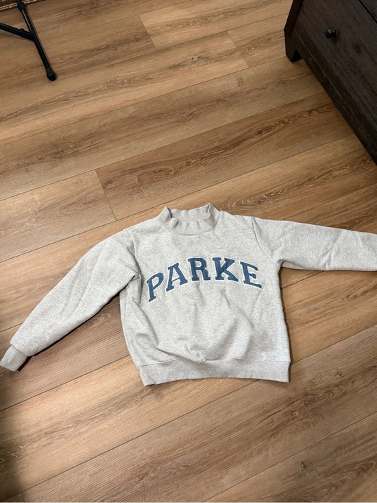 Parke Tops - PARKE Light Gray Crew Sweatshirt with Denim Lettering
